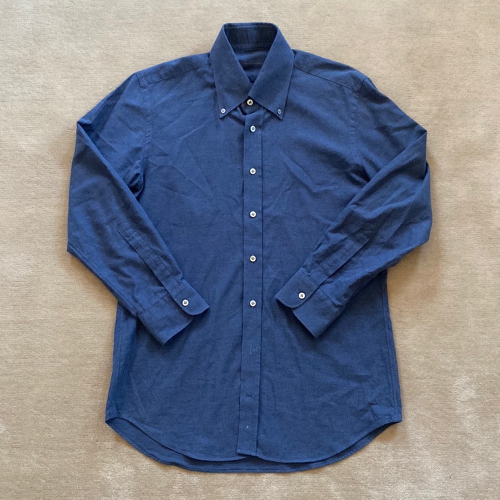 Thom Sweeney Blue Button Down Collared Shirt 16.5 / 42
